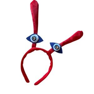 Red Antenna Headband with Blue evil Eyes lobster bug alien costume googly eyes